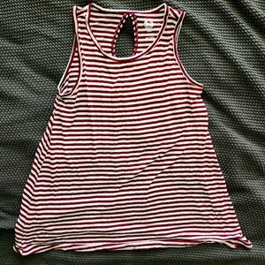 Burgundy and White Stripe Tank Top Relaxed Fit